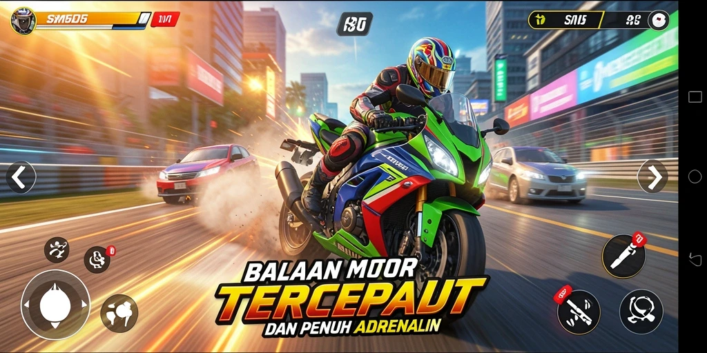 Gameplay seru balapan motor di SM605